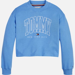 Tommy Hilfiger Girls Bold Varsity Cropped Crew Sweatshirt - Blue Crush