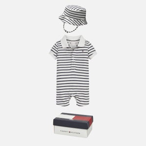 Tommy Hilfiger Baby Striped Stretch Organic Cotton-Jersey Romper and Hat Gift Set