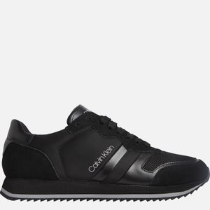 Calvin Klein Men's Lace Up Mix Running Style Trainers - Triple Black