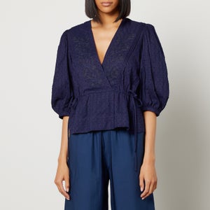 See By Chloé Women's Cotton Voile Jacquard With Embroidery Top - Evening Blue