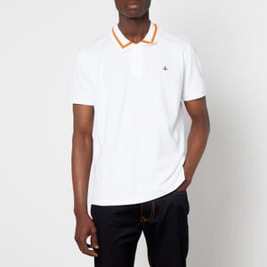 Vivienne Westwood Men's Stripe Collar Classic Polo Shirt - White