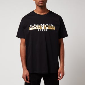 Balmain Men's Foil Tape T-Shirt - Black/White/Gold