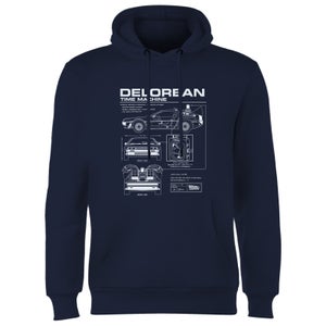 Back to the future Delorean Schematic Hoodie - Navy