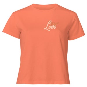 Star Wars Mandalorian Grogu Love Women's Cropped T-Shirt - Coral