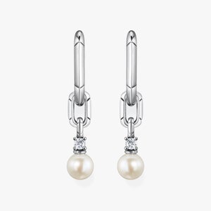 THOMAS SABO Women's Pearl Hoop Earrings - Silver