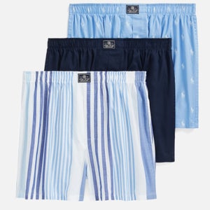 Polo Ralph Lauren Men's 3-Pack Woven Classic Boxers - Blue Stripe/Blue AOPP/Cruise Navy