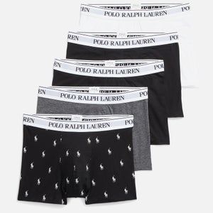 Polo Ralph Lauren Men's 5-Pack Trunk Boxer Shorts - White/Black/Black/Charcoal Heather/Black All Over Print