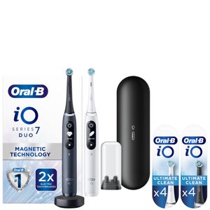 iO7 Duo Pack Black & White Electric Toothbrushes Designed by Braun + 8 Refills