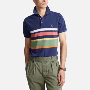Polo Ralph Lauren Men's Custom Slim Fit Striped Mesh Polo Shirt - Light Navy Multi