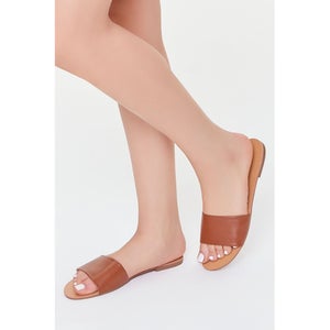 Faux Leather Slip-On Sandals