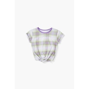 Girls Plaid Knotted Tee (Kids)