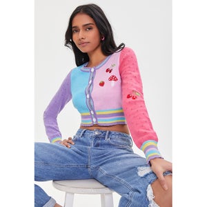Colorblock Patch Cardigan Sweater