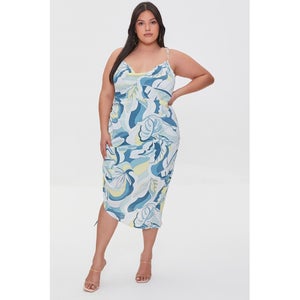 Plus Size Tropical Leaf Print Dress