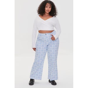 Plus Size Checkered Happy Face Jeans
