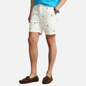 Polo Ralph Lauren Men's Stretch Twill Prepster Shorts- White Embroidery