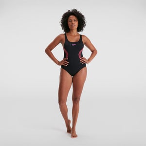 Women's Placement Muscleback Swimsuit Black/Pink