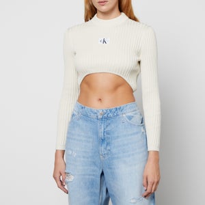 Calvin Klein Jeans Ribbed-Knit Cotton Cropped Sweatshirt