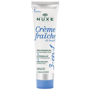 NUXE Crème Fraîche de Beauté 3-in-1, 48h Moisturising Cream, Make-up Remover Milk & Plumping Mask 100ml