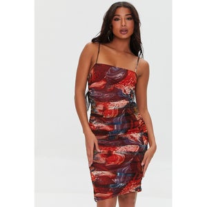 Marble Print Ruched Cami Dress
