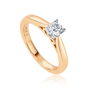 18ct Clogau 1854 New Beginning SI1 G 30pt Round Cut Diamond Engagement Ring - Size L