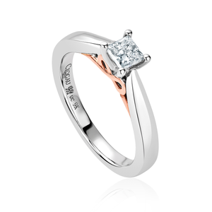 9ct White Gold New Beginning VS1 G 30pt Princess Cut Diamond Engagement Ring - Size K