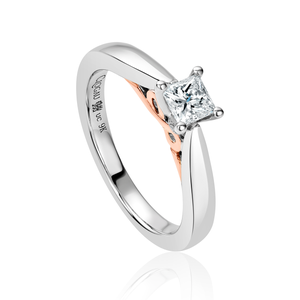 9ct White Gold New Beginning VS1 H 30pt Princess Cut Diamond Engagement Ring - Size K