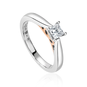 9ct White Gold New Beginning VS1 I 30pt Princess Cut Diamond Engagement Ring - Size K
