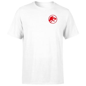 Jurassic Park Red Logo Embroidered Men's T-Shirt - White