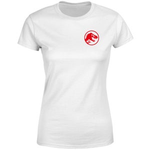 Jurassic Park Red Logo Embroidered Women's T-Shirt - White