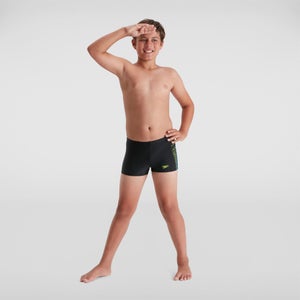 Speedo Side Print Junior Kids Swimming Aquashort Swimshort Short Black/Red 