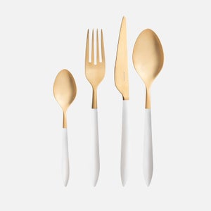 Bugatti Ares 4 Piece Cutlery Set - White/Gold