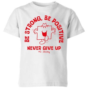 Mr Men & Little Miss Be Strong, Be Positive, Never Give Up Kids' T-Shirt - White