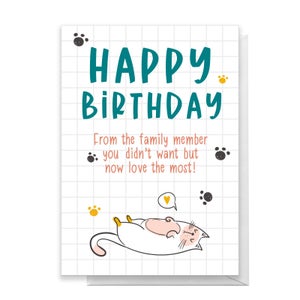 Happy Birthday From The Cat Family Member Greetings Card