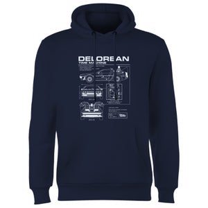 Universal Back To The Future DeLorean Schematic Hoodie - Navy