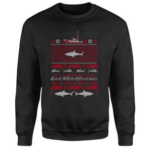 Universal Jaws Great White Christmas Sweatshirt - Black