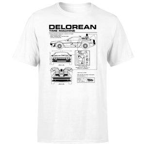 Universal Back To The Future Delorean Schematic Men's T-Shirt - White