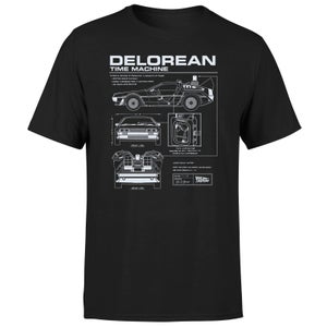 Universal Back To The Future DeLorean Schematic Men's T-Shirt - Black