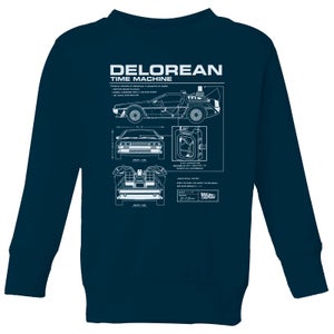 Universal Back To The Future DeLorean Schematic Kids' Sweatshirt - Navy