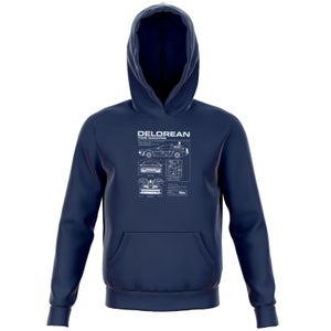Universal Kids Back To The Future DeLorean Schematic Kids' Hoodie - Navy
