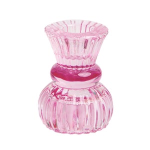 Boho Small Pink Glass Candle Holder