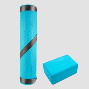 MP prostirka za jogu i blok u paketu – plava boja