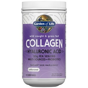 Collagene in polvere da pesci selvatici e bovini nutriti con erba con acido ialuronico (12 dosi)