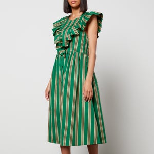 Baum Und Pferdgarten Women's Alisa Midi Dress - Green Stripe