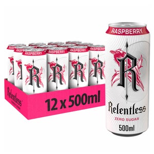Relentless Raspberry Zero Sugar Energy Drink 12 x 500ml