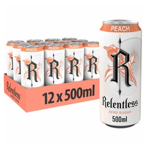 Relentless Peach Zero Sugar Energy Drink 12 x 500ml