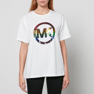 MICHAEL Michael Kors Women's Pride Sequin Rainbow Bf T-Shirt - White