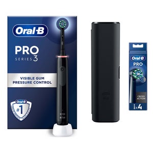 Oral-B Pro 3500 Cross Action Black Electric Toothbrush with Travel Case