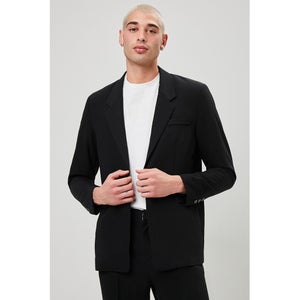 Notched Button-Front Blazer