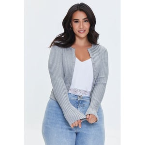 Plus Size Ribbed Knit Cardigan Sweater