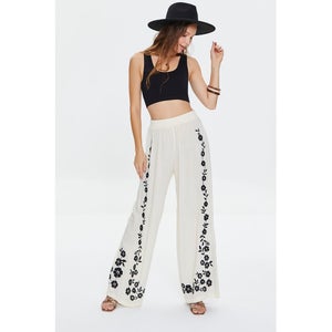 Floral Embroidered Palazzo Pants